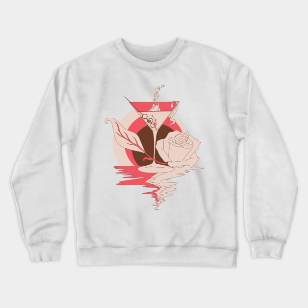 Pink Tan Martini and Rose Crewneck Sweatshirt by kenallouis